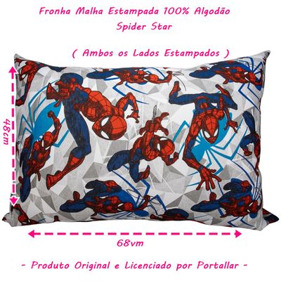 Fronha Avulsa KazzaVip Malha 100% Algodão Disney Estampada Spider Star 48cmx68cm Cinza