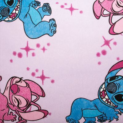 Fronha Avulsa KazzaVip Malha 100% Algodão Disney Estampada Stitch e Angel Love 48cmx68cm Rosa