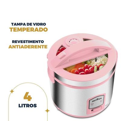 Panela De Arroz Elétrica Rosa Britânia 10 Xícaras BPAE10C 220V