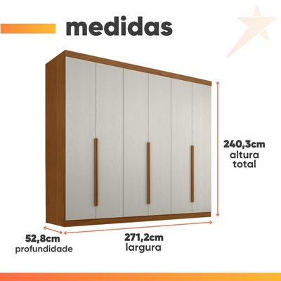 Guarda Roupas Casal 6 Portas 4 Gavetas Alvorada Madeirado/off White