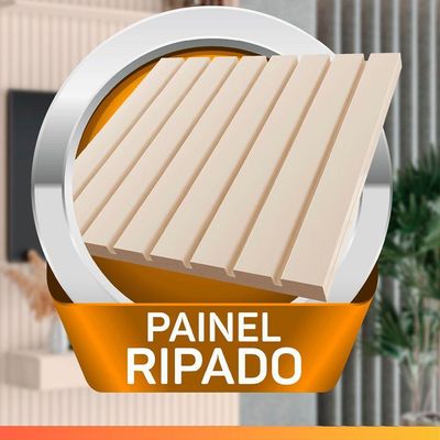 Painel Para Tv Até 55 Polegadas 1,35x2,40m Ripado Com Nicho Arbo Off White Edn