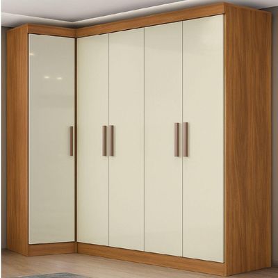 Quarto Modulado De Canto Madrid Com 5 Portas E 2 Gavetas Maxel