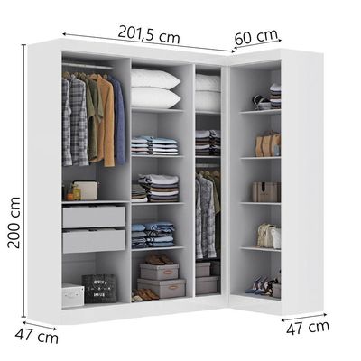 Quarto Modulado De Canto Madrid Com 7 Portas Maxel