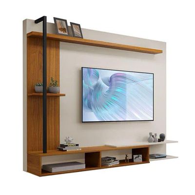Painel Onix Para Tv Até 65 Polegadas Com Nicho E Prateleira -Carvalho New/off Whi -Cor:Bege
