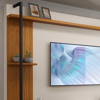 Painel Onix Para Tv Até 65 Polegadas Com Nicho E Prateleira -Carvalho New/off Whi -Cor:Bege