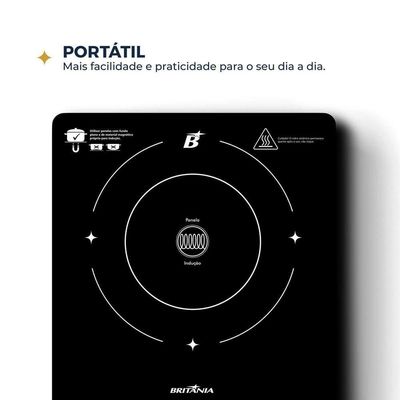 Cooktop De Indução Britânia Portátil Painel Touch BCTE10A 220V
