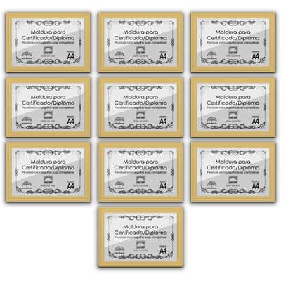 Kit 10 Certificados Diplomas A4 Com Tela De Acetato E Mdf Titulos Moldura Marfim