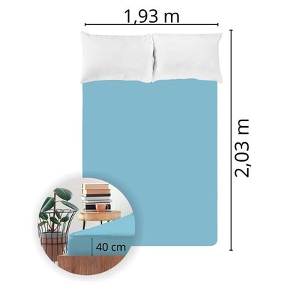 Lençol Avulso King Size Liso com Elástico 180 Fios - Fiori Azul