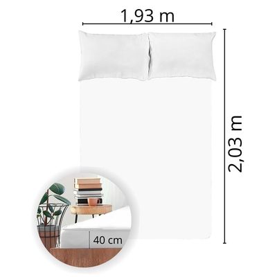 Lençol Avulso King Size Liso com Elástico 180 Fios - Fiori Branco