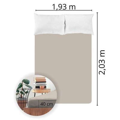 Lençol Avulso King Size Liso com Elástico 180 Fios - Fiori Kaki