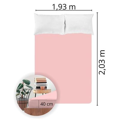 Lençol Avulso King Size Liso com Elástico 180 Fios - Fiori Rosa claro
