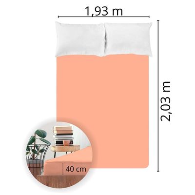 Lençol Avulso King Size Liso com Elástico 180 Fios - Fiori Salmão