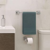 Kit Acessórios Banheiro Suporte Papel Higiênico e Toalheiro Porta Toalha 30cm Aço Inox Azaléia