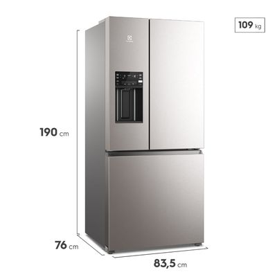 Geladeira Electrolux Frost Free 540L Efficient com AutoSense e Dispenser de Água e Gelo 3 Portas Cor Inox Look (IM8IS) 127V