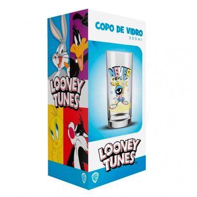 Copo Avulso Cylinder Manchester Allmix Vidro Estampa Marvin Looney Tunes Licenciado 300 ML Incolor
