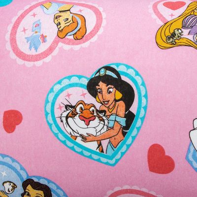 Fronha Avulsa KazzaVip Malha 100% Algodão Disney Estampada Coração de Princesas 48cmx68cm Rosa