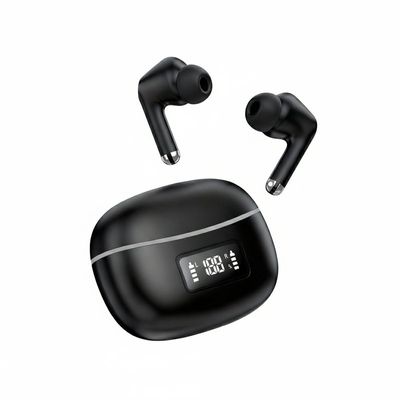 Fone de Ouvido Preto Sem Fio Bluetooth Touch Display LCD