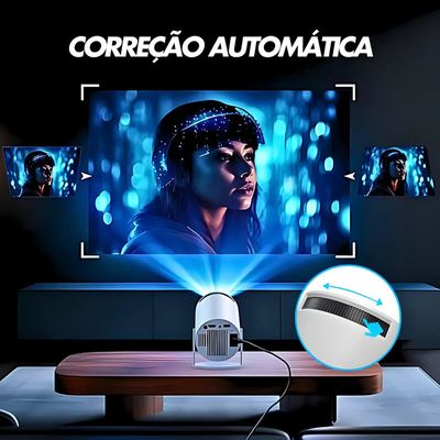 Projetor 4K Branco Hy300 Imagens Vibrantes e Ângulo Ajustável