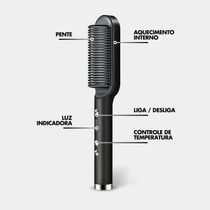 Escova Pente Alisadora Profissional Preto 34w Bivolt