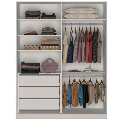 Guarda-Roupa Nova Mobile Compact com 2 Portas de Correr, 3 Gavetas e 6 Prateleiras