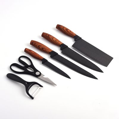 Jogo de Facas 6 Peças All Black Premium em Aço Inox com Tesoura e Descascador - Aço Inox Premium