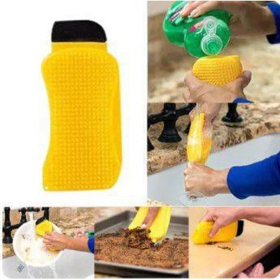 Esponja de Silicone 3 em 1 Antibacteriana – Limpeza Eficiente de Louças, Panelas e Utensílios sem Cheiro