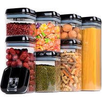 Conjunto 7 Potes Herméticos Acrílico Mantimentos Transparente - Potes Transparentes com Vedação Perfeita