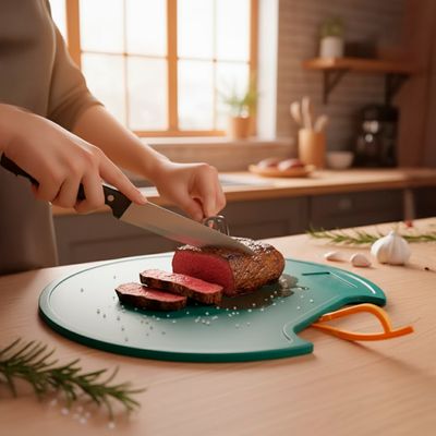 Tábua Redonda Corte Antiderrapante Antimofo com Suporte - Eficiência e Segurança na Cozinha