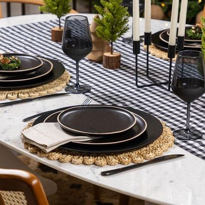 Caminho De Mesa Copa E Cia Xadrez Xadrez Preto E Branco