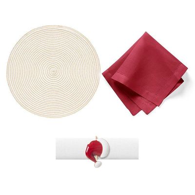 Kit De Mesa Posta Copa E Cia 4 Lugares Snow Touca De Papai Noel
