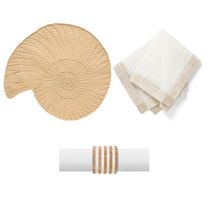 Kit De Mesa Posta Copa E Cia 4 Lugares Concha Natural