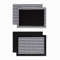 Kit De Mesa Posta Copa E Cia 4 Lugares Xadrez Preto E Branco