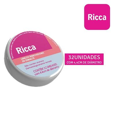 Kit 2 Lenços Removedor De Esmalte Umedecidos 32un 4,4cm Ricca