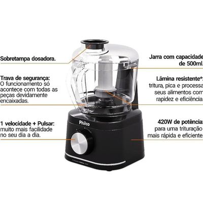 Processador Philco PMN04A 420W Jarra Para 500ml 110V