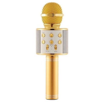 Microfone Karaokê Bluetooth Portátil Infantil Sem Fio Alto Falante Show Festa Youtuber Dourado