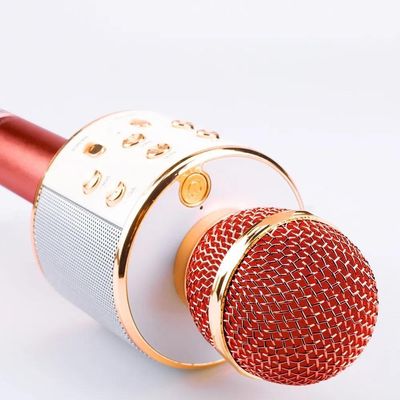Microfone Karaokê Bluetooth Portátil Infantil Sem Fio Alto Falante Show Festa Youtuber Dourado