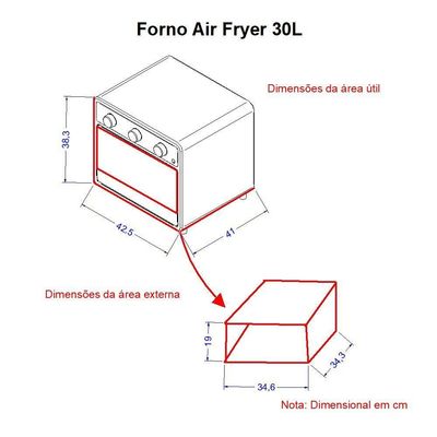 Forno Air Fryer 30l Fogatti - Multifunções Preto 110V