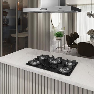Cooktop Terim Safe Ferro Fundido 5 Bocas Tripla Chama Glp Preto Bivolt
