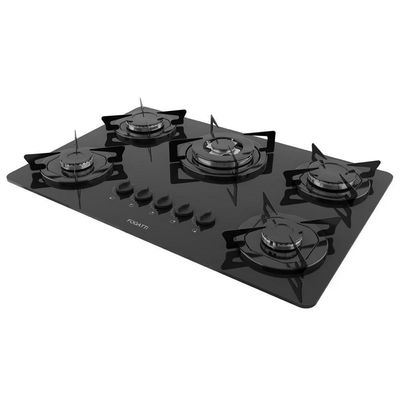 Cooktop Fogatti à Gás Fgt 5b Tc Vidro Preto Flange Esmaltada Preto Bivolt