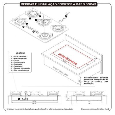 Cooktop Fogatti Safe Ferro Fundido 5 Bocas A Gas Preto Bivolt