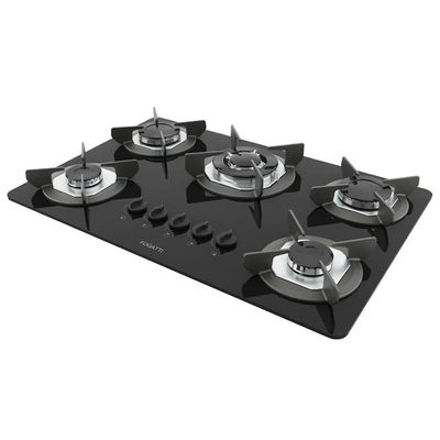 Cooktop Fogatti Safe 5 Bocas Tripla Chama GLP Preto Bivolt