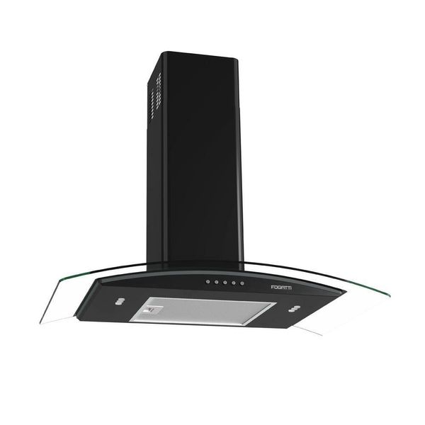 Coifa Fogatti De Parede Clean Vidro Curvo Black 75cm Preto 110V