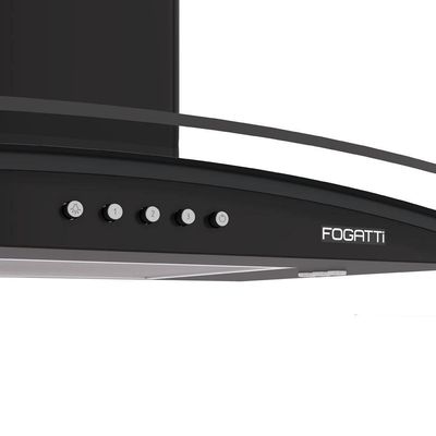 Coifa Fogatti De Parede Clean Vidro Curvo Black 80cm Preto 110V