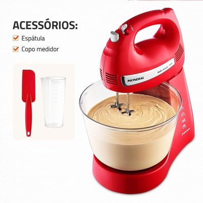 Batedeira Com Pedestal Mondial Premium Bella Massa Inox 500W 220V