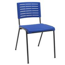 Kit 02 Cadeiras Empilhável Fixa Escritório Multiuso Base Preta Kimi P03 Azul - Lyam Decor