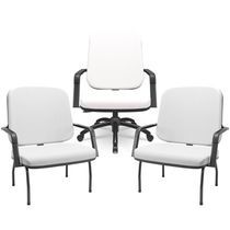 Kit Cadeira de Escritório Giratória e 2 Cadeiras Fixas Preta Magno P03 Vinil Branco - Lyam Decor