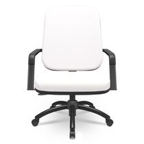 Kit Cadeira de Escritório Giratória e 2 Cadeiras Fixas Preta Magno P03 Vinil Branco - Lyam Decor