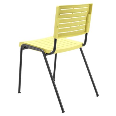 Kit 06 Cadeiras Empilhável Fixa Escritório Multiuso Base Preta Kimi P03 Amarelo - Lyam Decor