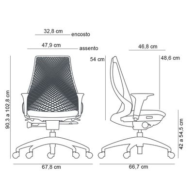 Cadeira De Escritório Giratória Presidente Unix P03 Tela Cinza Crepe Preto - Lyam Decor