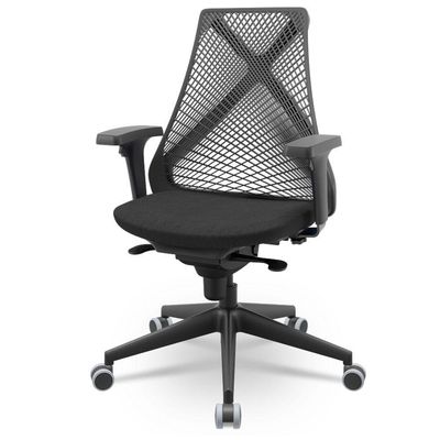 Cadeira De Escritório Giratória Presidente Unix P03 Tela Cinza Crepe Preto - Lyam Decor